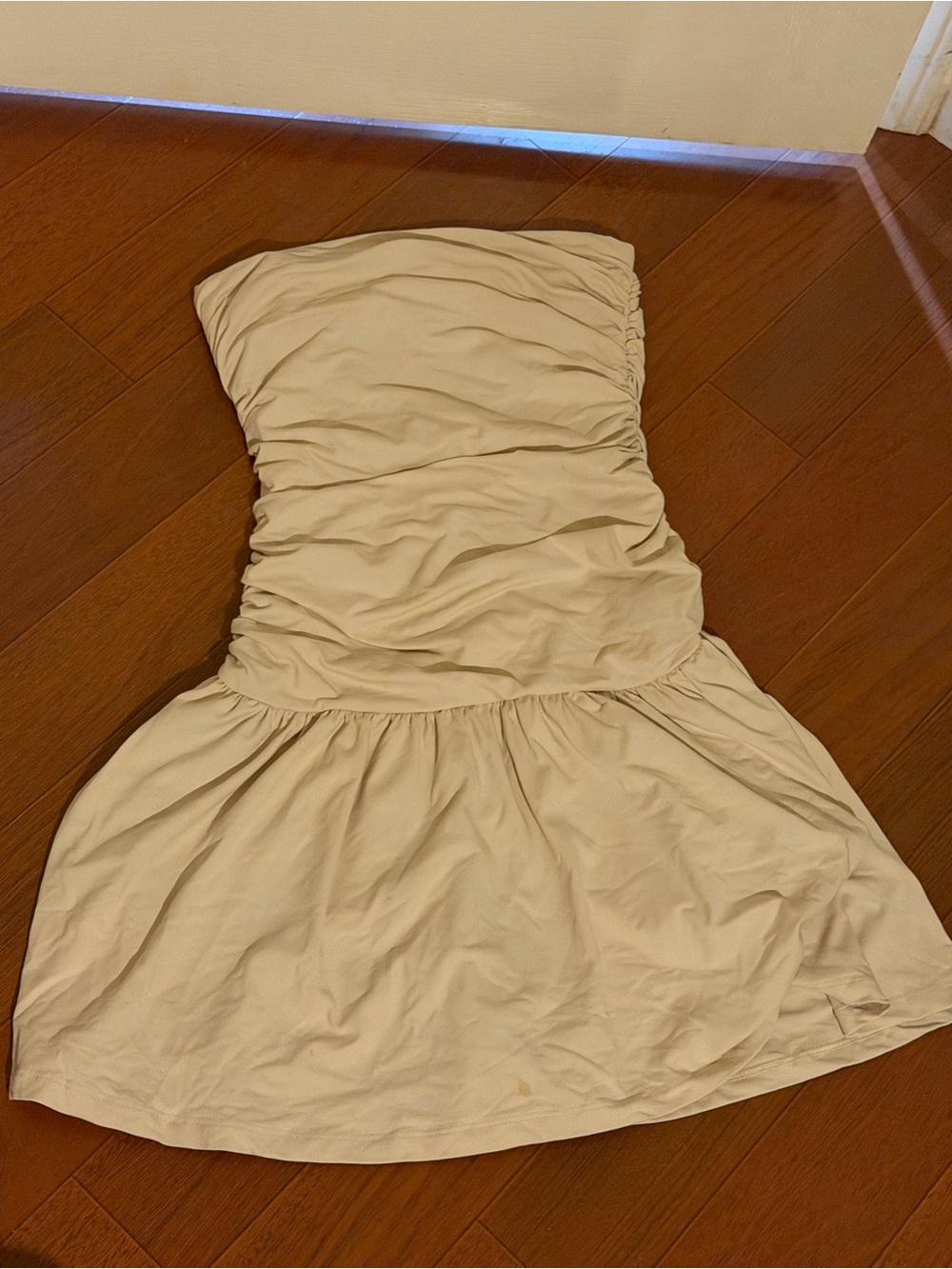 Susana Monaco Strapless Ruched Mini Dress in Beige